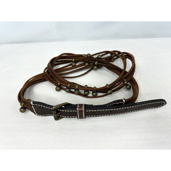 J. Crew Women's Belt Leather Brown S Multi Strap Studded Boho Peasant - Picture 1 of 7